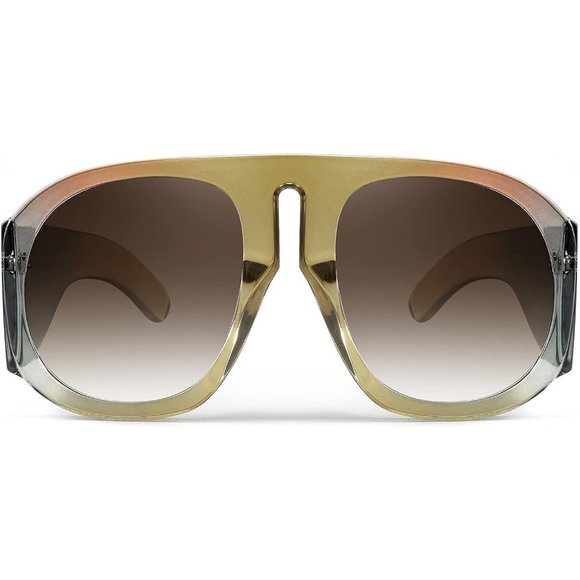Women Retro Trendy Avaitor Oversized Vintage 70s 80s Flat Shield Shades B2745 main image 4